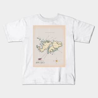 Illustrated map of the British Falkland Islands Kids T-Shirt